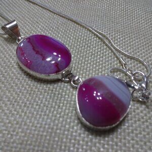 Gorgeous PINK BOTSWANA AGATE Handmade Sterling Pendant/Chain #142C